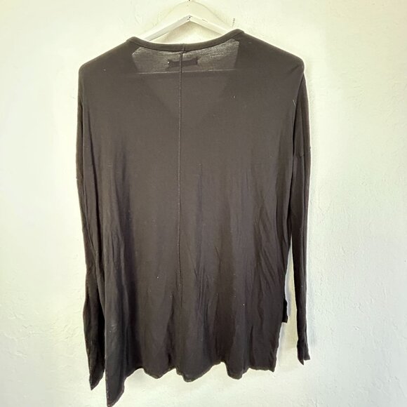 Rag & Bone Jean Womens Black V-Neck Long Sleeve High-Low Hem Tunic Top Medium - Picture 2 of 8